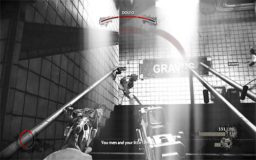 Do not get surprise by enemies during leaving the platform (screen above) - Vendettas campaign - hints - p. 2 - Vendettas - The Darkness II - Game Guide and Walkthrough