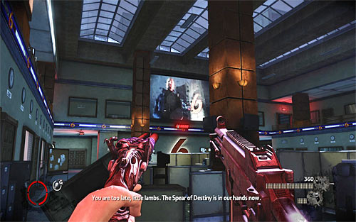 You have to reach one of the upper floors of the skyscraper, to the large hall with TV headquarters (screen above) - Vendettas mode relics - Vendettas - The Darkness II - Game Guide and Walkthrough