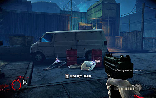 After leaving the warehouse stop at the place with parked white van (screen above) - Vendettas mode relics - Vendettas - The Darkness II - Game Guide and Walkthrough