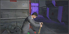 Use brake near the cart and move to the other side of the courtyard, hiding behind it - Biggin Hill Airfield - Walkthrough - The Da Vinci Code Game Guide & Walkthrough