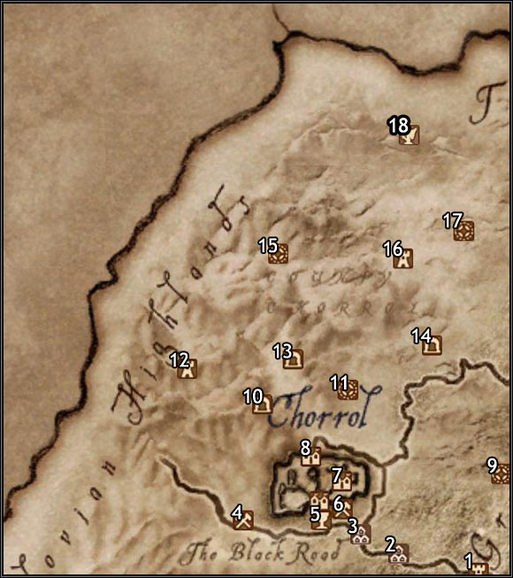 1 - Fort Ash - Oblivion: Chorrol map - Province of Cyrodiil - The Elder Scrolls IV: Oblivion Game Guide & Walkthrough