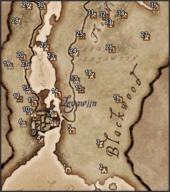 1 - Tidewater Cave - Oblivion: Blackwood and Leyawiin map - Province of Cyrodiil - The Elder Scrolls IV: Oblivion Game Guide & Walkthrough