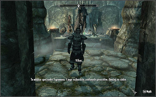 The game should automatically start a conversation with Vilkas (screen above), who will warn you against dangers awaiting you in the tomb, and tell you that he wont participate in your further actions - Glory of the Dead - p. 1 - The Companions quests - The Elder Scrolls V: Skyrim Game Guide