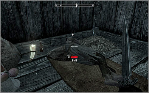 Crouch and carefully enter the devastated house - Side Contract: Kill Narfi - The Dark Brotherhood quests - The Elder Scrolls V: Skyrim Game Guide