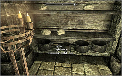 Turn left and pick up a chefs hat from one of the shelves (screen above) - To Kill an Empire - The Dark Brotherhood quests - The Elder Scrolls V: Skyrim Game Guide