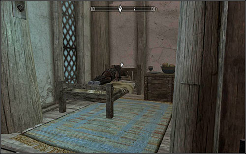 The man should spend a few hours in the main inn chamber, but sooner or later he will go to the guest room and lay down to sleep (screen above) - Breaching Security - The Dark Brotherhood quests - The Elder Scrolls V: Skyrim Game Guide