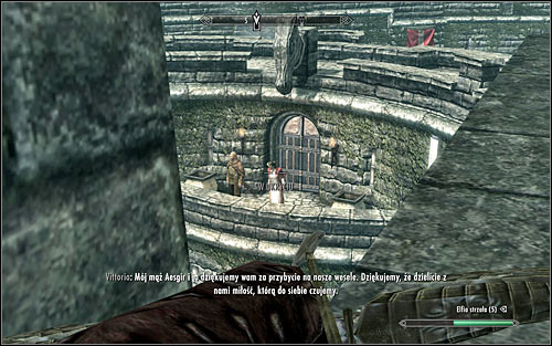 Prepare the newly obtained bow (or your own if it is better) and wait until Vittoria and her husband appear on the upper balcony to give a speech - Bound Until Death - The Dark Brotherhood quests - The Elder Scrolls V: Skyrim Game Guide