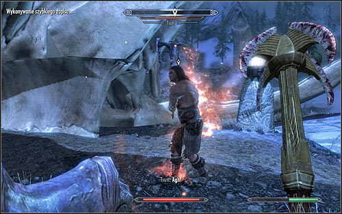 As for the choice of Shouts used in this battle, the most reasonable from the standard ones would be Fire Breath (screen above), especially that the useful in most battles Unrelenting Force wont have any effect on Tsun - Reaching the Hall of Valor | Sovngarde - Sovngarde - The Elder Scrolls V: Skyrim Game Guide
