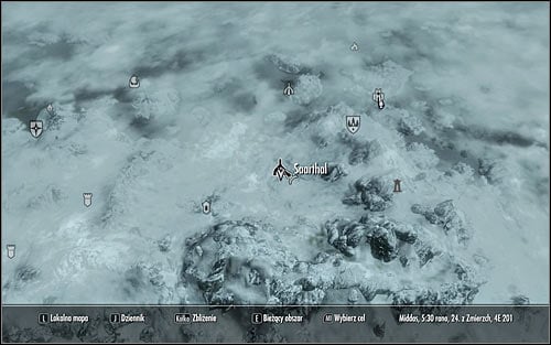 Leave the College of Winterhold and open the world map to establish that the Saarthal ruins, in which the mages organized the excavations is located in the mountains south-west from here (screen above) - Under Saarthal - p. 1 - College of Winterhold quests - The Elder Scrolls V: Skyrim Game Guide