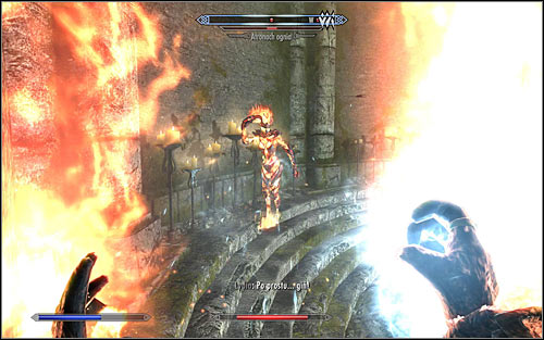 The Caller will summon a few Atronachs to help her (screen above) and they might be of the Flame, as well as of the stronger Ice and Storm types - Hitting the Books - p. 2 - College of Winterhold quests - The Elder Scrolls V: Skyrim Game Guide