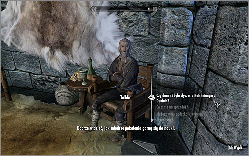 If you dont want to complicate things too much, you can return to Tolfdir (screen above), who will share his knowledge of the Augur of Dunlain without any problems - Good Intentions - College of Winterhold quests - The Elder Scrolls V: Skyrim Game Guide