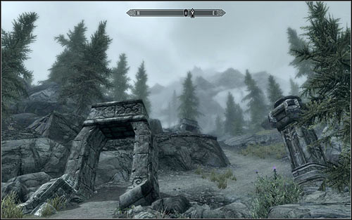 If you decide to stay on the main track, around south-west of the ruins you should find a path with remains of ancient buildings (screen above) - Revealing the Unseen - p. 1 - College of Winterhold quests - The Elder Scrolls V: Skyrim Game Guide