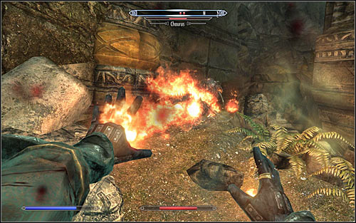 Head north, but look out for a line trap that will cause an avalanche - Revealing the Unseen - p. 1 - College of Winterhold quests - The Elder Scrolls V: Skyrim Game Guide