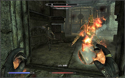 After getting upstairs you will be attacked by a Dwarven Sphere (screen above) - Revealing the Unseen - p. 1 - College of Winterhold quests - The Elder Scrolls V: Skyrim Game Guide