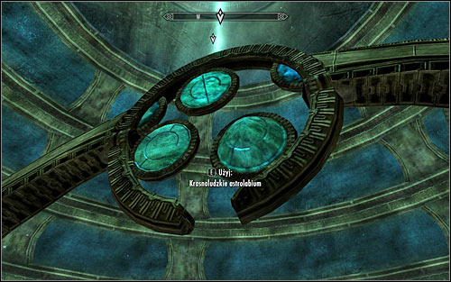 Approach the middle part of the Oculory, look up and interact with the astrolabe (screen above) to mount the Crystal - Revealing the Unseen - p. 2 - College of Winterhold quests - The Elder Scrolls V: Skyrim Game Guide