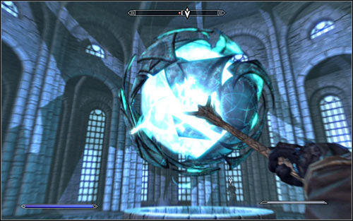 Lack of living allies wont be the only difficulty in this fight, as Ancano will in the beginning draw power from the Eye of Magnus, therefore being immune to your attacks - Eye of Magnus - College of Winterhold quests - The Elder Scrolls V: Skyrim Game Guide