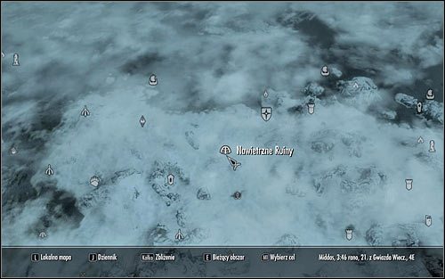 Open the world map and find the Windward Ruins - Destruction Ritual Spell - College of Winterhold quests - The Elder Scrolls V: Skyrim Game Guide