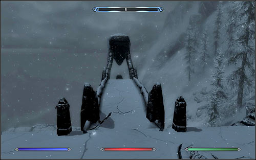 Be careful after reaching the destination, as there might be bandits around the pedestal - Destruction Ritual Spell - College of Winterhold quests - The Elder Scrolls V: Skyrim Game Guide