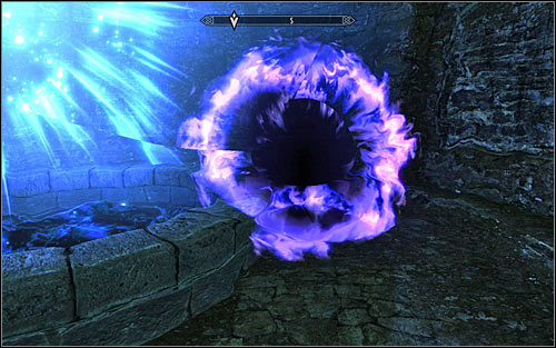 Only after getting properly prepared, accept to undergo the trial and enter the portal (screen above) - Restoration Ritual Spell - College of Winterhold quests - The Elder Scrolls V: Skyrim Game Guide