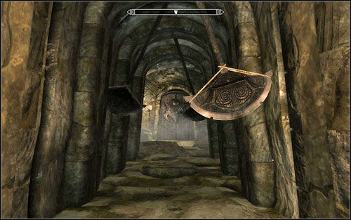 Having crossed the secret passage, be ready for another surprise - swinging axes and a series of floor traps await you - Darkness Returns - Thieves Guild quests - The Elder Scrolls V: Skyrim Game Guide