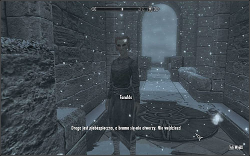 If its your first visit to the College of Winterhold, you will be automatically stopped by Faralda (screen above), who will tell you that only authorized people can enter - Heading to Winterhold | Elder Knowledge - Elder Knowledge - The Elder Scrolls V: Skyrim Game Guide
