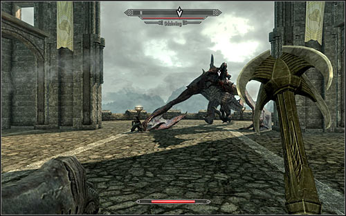 Quickly get away from the observation point, as the dragon should land there soon - Catching the dragon | The Fallen - The Fallen - The Elder Scrolls V: Skyrim Game Guide
