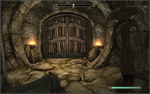 Head east, using any weapon or magic to create a passage by destroying the spider-webs - Reaching the portal | The World-Eaters Eyrie - The World-Eaters Eyrie - The Elder Scrolls V: Skyrim Game Guide
