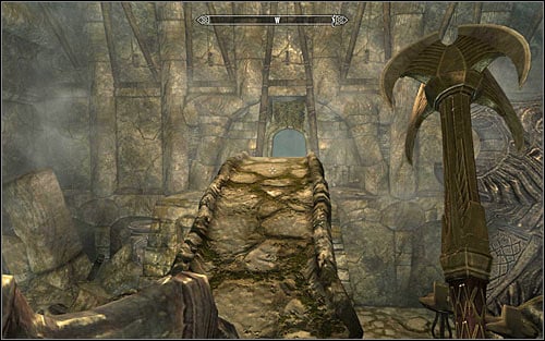 After the battle, use the stairs to reach the upper balconies and afterwards cross the bridge leading west (screen above) - Reaching the portal | The World-Eaters Eyrie - The World-Eaters Eyrie - The Elder Scrolls V: Skyrim Game Guide