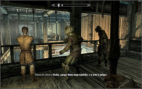 Regardless of how you learned of Esbern and how Thalmor wants to track him down, two Thalmor Soldier who in the meantime have exposed and imprisoned Malborn will appear on the eastern balcony - Getting out of the embassy | Diplomatic Immunity - Diplomatic Immunity - The Elder Scrolls V: Skyrim Game Guide