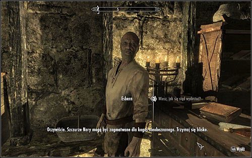 Wait for Esbern to gather his stuff and use this occasion to take a look around the cell yourself, finding a couple valuable items - Escorting Esbern | Alduins Wall - Alduins Wall - The Elder Scrolls V: Skyrim Game Guide