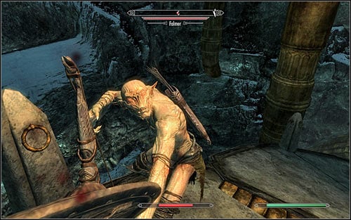 Destroy the Dwarven Spider and head along the ramp onto the lower level - Obtaining the Elder Scroll | Elder Knowledge - Elder Knowledge - The Elder Scrolls V: Skyrim Game Guide