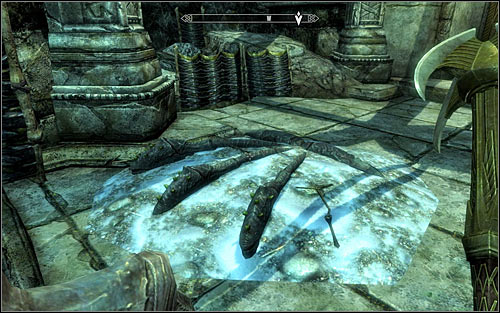 You will once again have to use the ramp, heading onto the lower levels - Obtaining the Elder Scroll | Elder Knowledge - Elder Knowledge - The Elder Scrolls V: Skyrim Game Guide