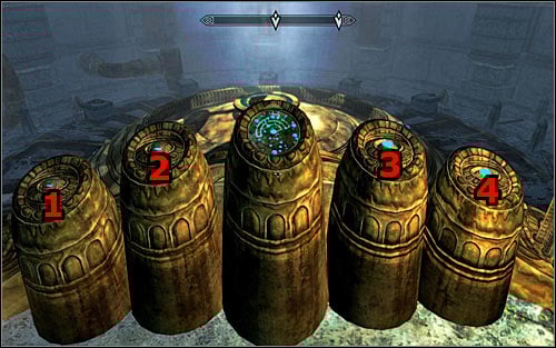 Now stand directly in front of the middle console (screen above) and be ready for a puzzle that will lead to the unveiling of the Elder Scroll and transcribing it onto the lexicon - Obtaining the Elder Scroll | Elder Knowledge - Elder Knowledge - The Elder Scrolls V: Skyrim Game Guide