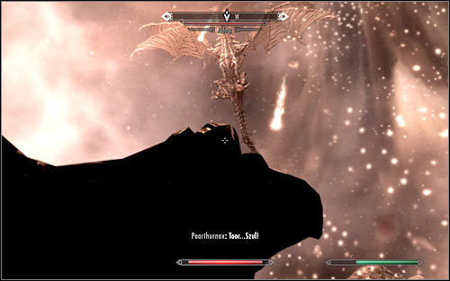 From now on you will have to keep repeating the above actions, so keep pulling Alduin down with the Shout and attacking him once he lands - Battle with Alduin | Alduins Bane - Alduins Bane - The Elder Scrolls V: Skyrim Game Guide