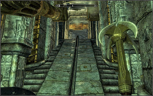 Continue going east and carefully approach the upward ramp (screen above), as touching any of the three pressure plates will activate a hard to avoid trap - Discerning the Transmundane - p. 1 - Daedric quests - The Elder Scrolls V: Skyrim Game Guide
