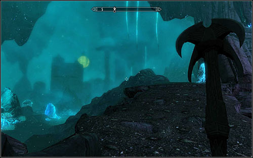 Id suggest heading towards the green sphere in the distance (screen above), so at first west and afterwards south-west - Discerning the Transmundane - p. 2 - Daedric quests - The Elder Scrolls V: Skyrim Game Guide