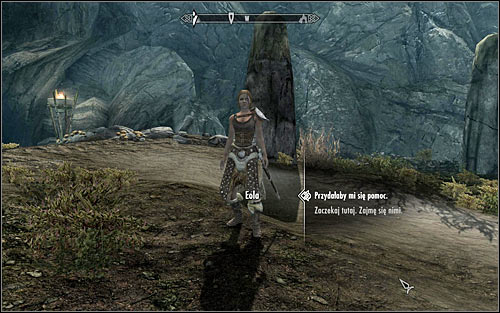 After getting to the cave, you should note Eola standing before it - The Taste of Death - p. 1 - Daedric quests - The Elder Scrolls V: Skyrim Game Guide