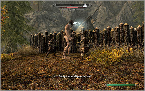 After getting nearby the destination point, you should note that Orcs are fighting a Giant beside the city walls (screen above) - The Cursed Tribe - p. 1 - Daedric quests - The Elder Scrolls V: Skyrim Game Guide