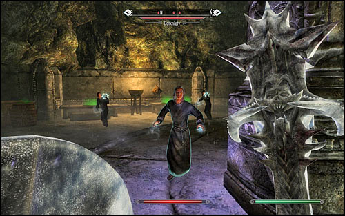 If you want to explore the area thoroughly, you might backtrack a bit and use the north-east ramp leading onto the upper level - The Only Cure - p. 3 - Daedric quests - The Elder Scrolls V: Skyrim Game Guide