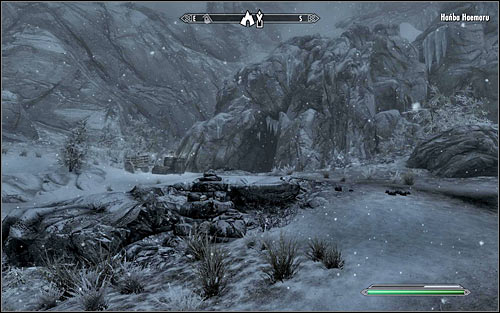 Eventually you should reach a mountain path leading west - A Daedras Best Friend - p. 1 - Daedric quests - The Elder Scrolls V: Skyrim Game Guide