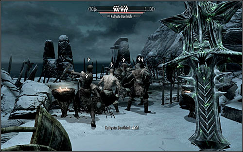 Note that the Boethiah Cultists have started attacking themselves (screen above) and in the beginning phase of the battle it would be best to leave them alone - Boethiahs Calling - p. 1 - Daedric quests - The Elder Scrolls V: Skyrim Game Guide