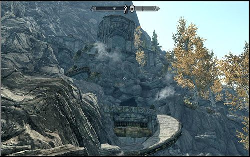 After reaching the bottom of the mountain, keep going up the slope and afterwards follow the dwarven path - Unfathomable Depths | Side quests - Side quests - The Elder Scrolls V: Skyrim Game Guide