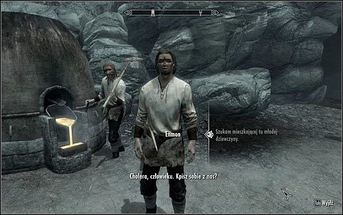 After reaching Karthwasten, find Enmon who during the day should be working by the entrance to the Fenns Gulch Mine (screen above) - The Heart of Dibella | Side quests - Side quests - The Elder Scrolls V: Skyrim Game Guide