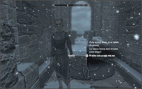 As you try to cross the bridge, you will be stopped by Faralda, who will tell you that only authorized people can enter the College - First Lessons | Side quests - Side quests - The Elder Scrolls V: Skyrim Game Guide