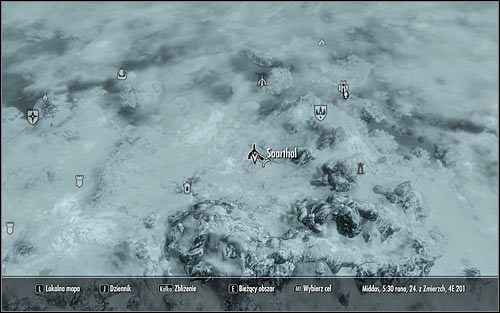 Leave the College of Winterhold and open the world map to establish that the Saarthal ruins, in which the mages organized the excavations is located in the mountains south-west from here (screen above) - Under Saarthal - p. 1 | Side quests - Side quests - The Elder Scrolls V: Skyrim Game Guide