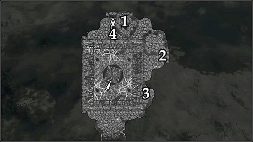 Markings on the map: 1 - Hawk lever; 2 - Fish lever; 3 - Wolf lever; 4 - Snake lever. - A Scroll For Anska | Side quests - Side quests - The Elder Scrolls V: Skyrim Game Guide