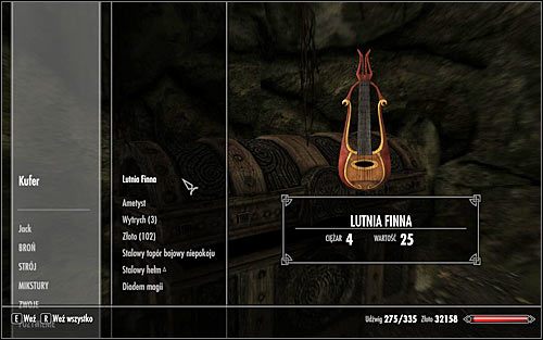 After the battle, follow the narrow corridor going north-east and look out as there might be a trap activated by pulling a rope - Miscellaneous: Find Finns Lute | The Bards College quests - The Bards College quests - The Elder Scrolls V: Skyrim Game Guide