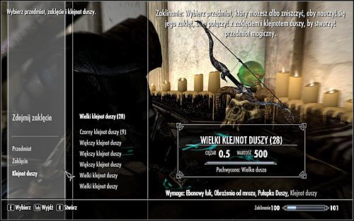 The final third step is to choose a filled soul gem from your inventory that will be used during the enchanting procedure - Enchanting | Crafting - Crafting - The Elder Scrolls V: Skyrim Game Guide