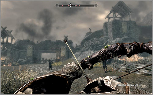 If you prefer ranged combat, I dont recommend approaching the barricade, but eliminating enemy archers from a safe distance (the above screen), counting on one of the Stormcloaks to break through the barricade - Battle for Whiterun | Stormcloak Rebellion Quests - Stormcloak Rebellion Quests - The Elder Scrolls V: Skyrim Game Guide