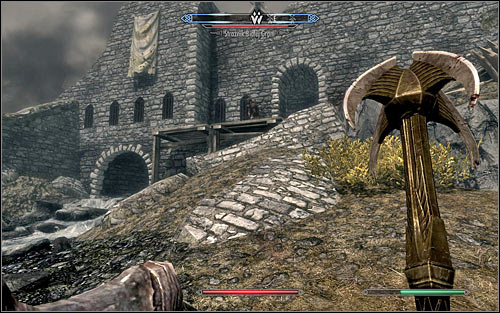 The second option is to climb the east wall (the above screen) and jump over the rocks - Battle for Whiterun | Stormcloak Rebellion Quests - Stormcloak Rebellion Quests - The Elder Scrolls V: Skyrim Game Guide
